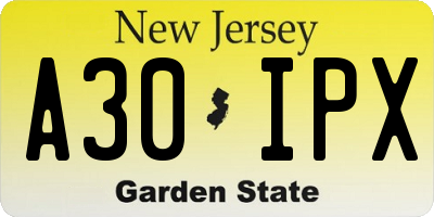 NJ license plate A30IPX