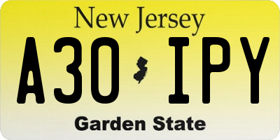 NJ license plate A30IPY