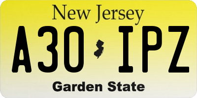 NJ license plate A30IPZ