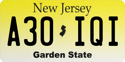 NJ license plate A30IQI