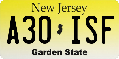 NJ license plate A30ISF