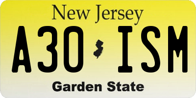NJ license plate A30ISM