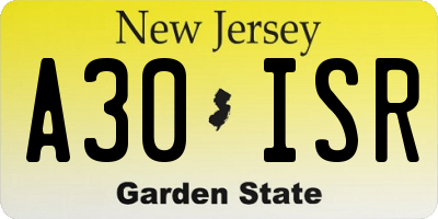 NJ license plate A30ISR