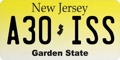 NJ license plate A30ISS