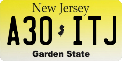 NJ license plate A30ITJ
