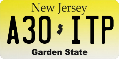 NJ license plate A30ITP