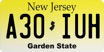 NJ license plate A30IUH