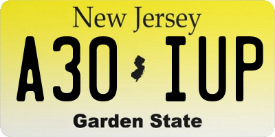 NJ license plate A30IUP