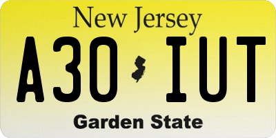 NJ license plate A30IUT