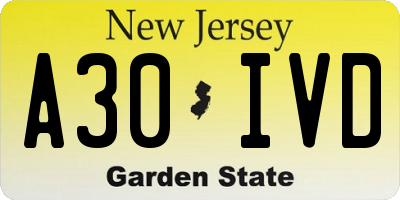 NJ license plate A30IVD