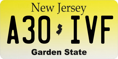 NJ license plate A30IVF