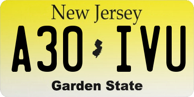NJ license plate A30IVU