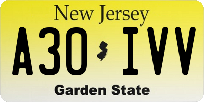 NJ license plate A30IVV