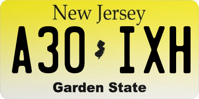 NJ license plate A30IXH