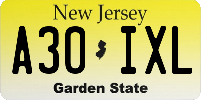 NJ license plate A30IXL