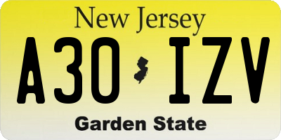 NJ license plate A30IZV