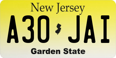 NJ license plate A30JAI