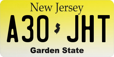NJ license plate A30JHT