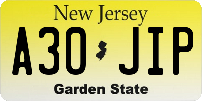 NJ license plate A30JIP