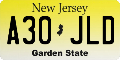 NJ license plate A30JLD