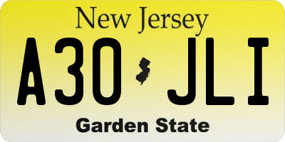 NJ license plate A30JLI