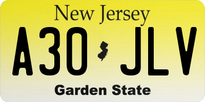 NJ license plate A30JLV