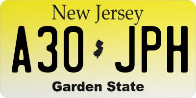 NJ license plate A30JPH