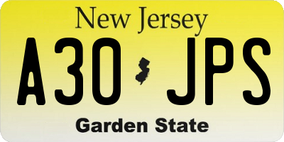 NJ license plate A30JPS