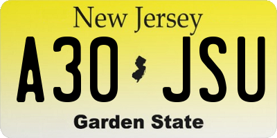NJ license plate A30JSU
