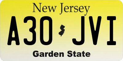 NJ license plate A30JVI