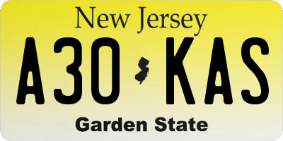 NJ license plate A30KAS