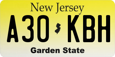 NJ license plate A30KBH