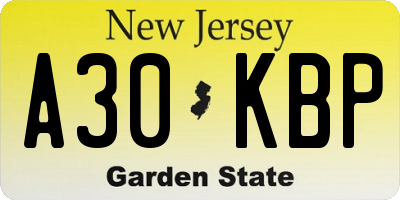 NJ license plate A30KBP