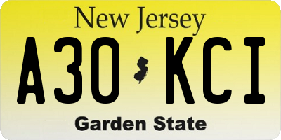 NJ license plate A30KCI