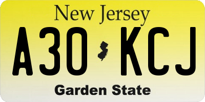 NJ license plate A30KCJ