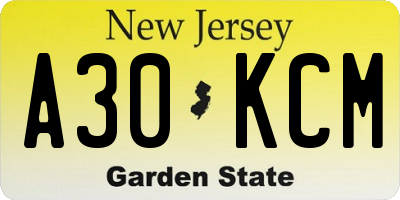 NJ license plate A30KCM