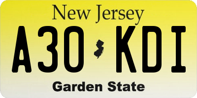 NJ license plate A30KDI