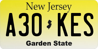 NJ license plate A30KES