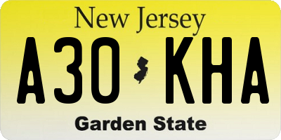 NJ license plate A30KHA