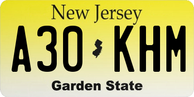 NJ license plate A30KHM