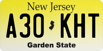 NJ license plate A30KHT