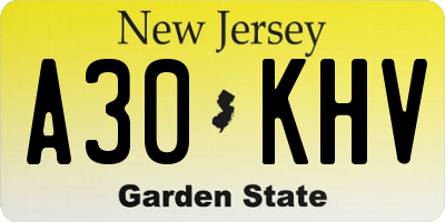 NJ license plate A30KHV