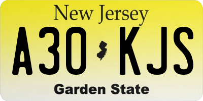 NJ license plate A30KJS
