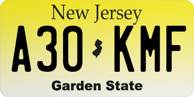 NJ license plate A30KMF