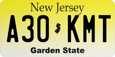 NJ license plate A30KMT