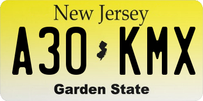 NJ license plate A30KMX