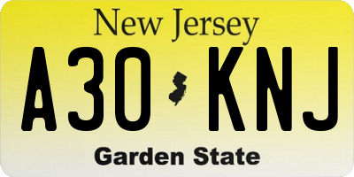 NJ license plate A30KNJ