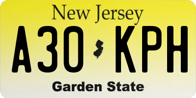 NJ license plate A30KPH