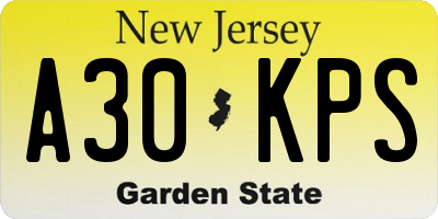 NJ license plate A30KPS