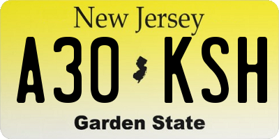 NJ license plate A30KSH